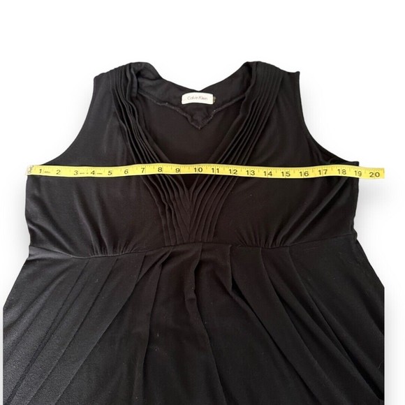 Calvin Klein Sleeveless Black A Line Rayon V Neck Size Medium Front Pockets - Picture 6 of 8